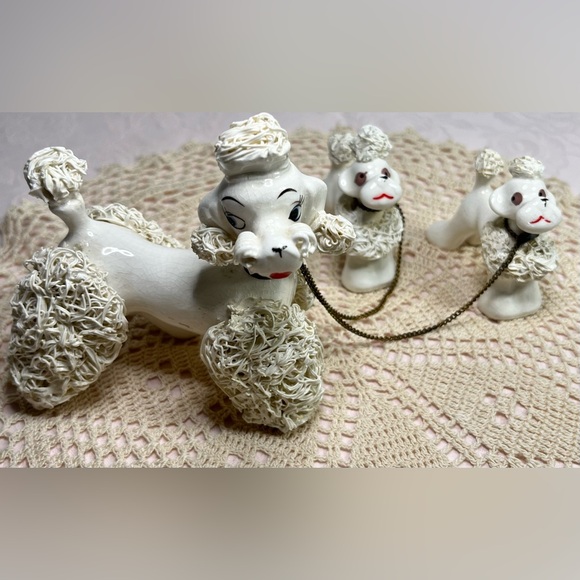 Vintage Relco Japan Spaghetti Poodle Family Figurine Set - Picture 1 of 17